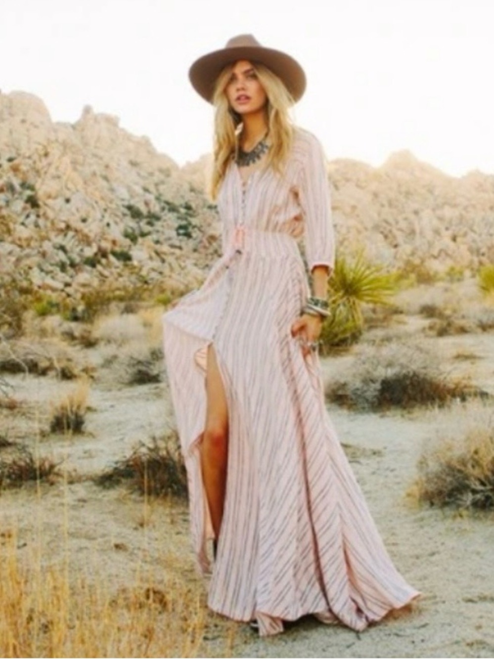 Spell & The Gypsy Collective Island Boho Maxi Dress Pink Stripe